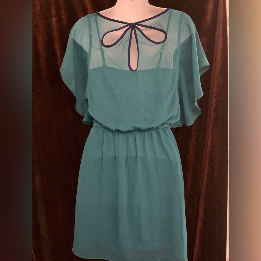 Express Teal Mini Dress with Cutout Detail